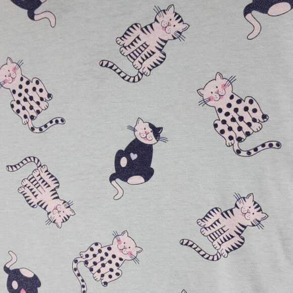 Vintage Character Womens Nightshirt Crazy Cat Lady Small Pjs All Over Cat Print - Picture 3 of 8